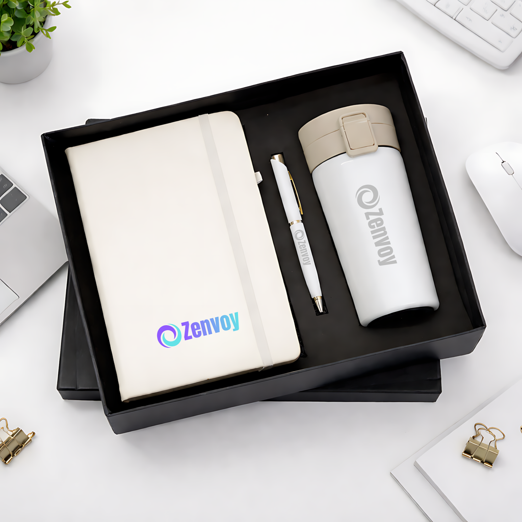 Office Gift Combo with Coffee Mug, Diary & Pen | Customize With Name Logo