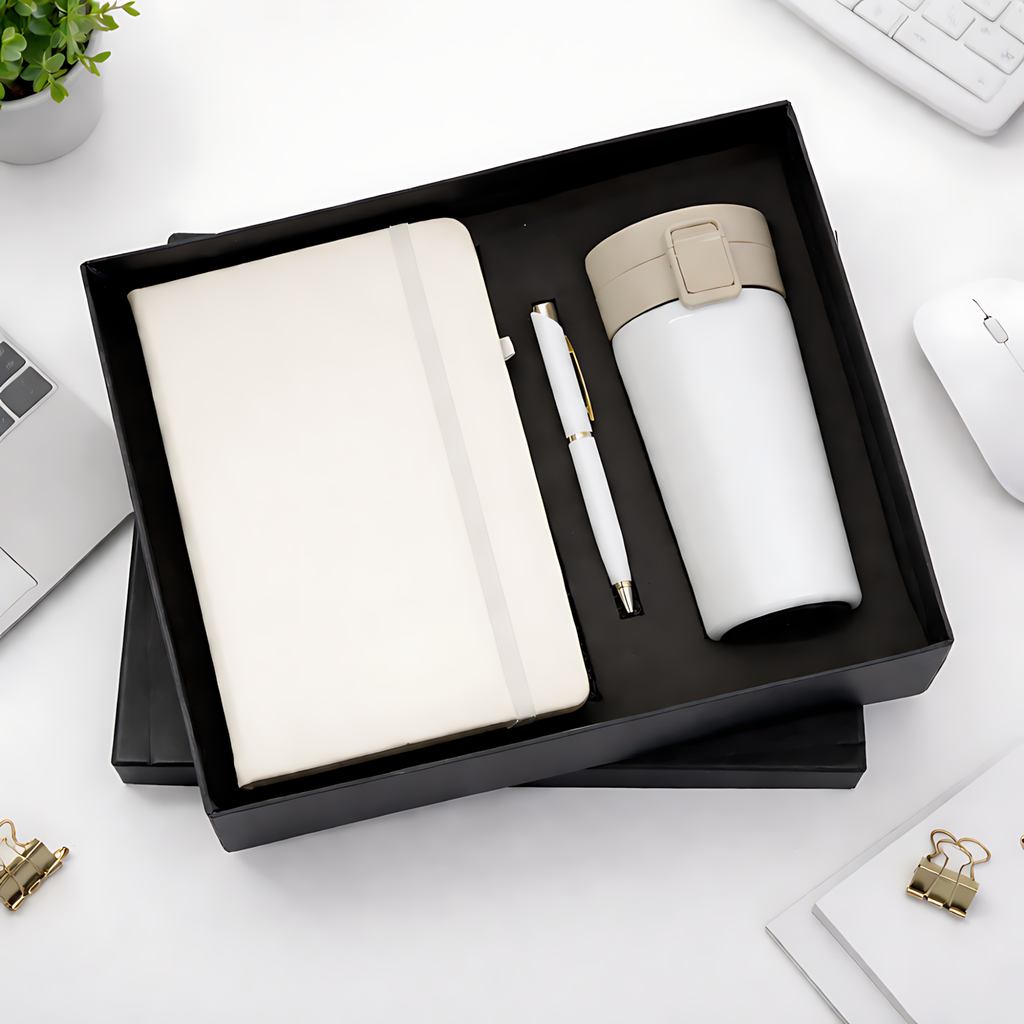 Office Gift Combo with Coffee Mug, Diary & Pen | Customize With Name Logo
