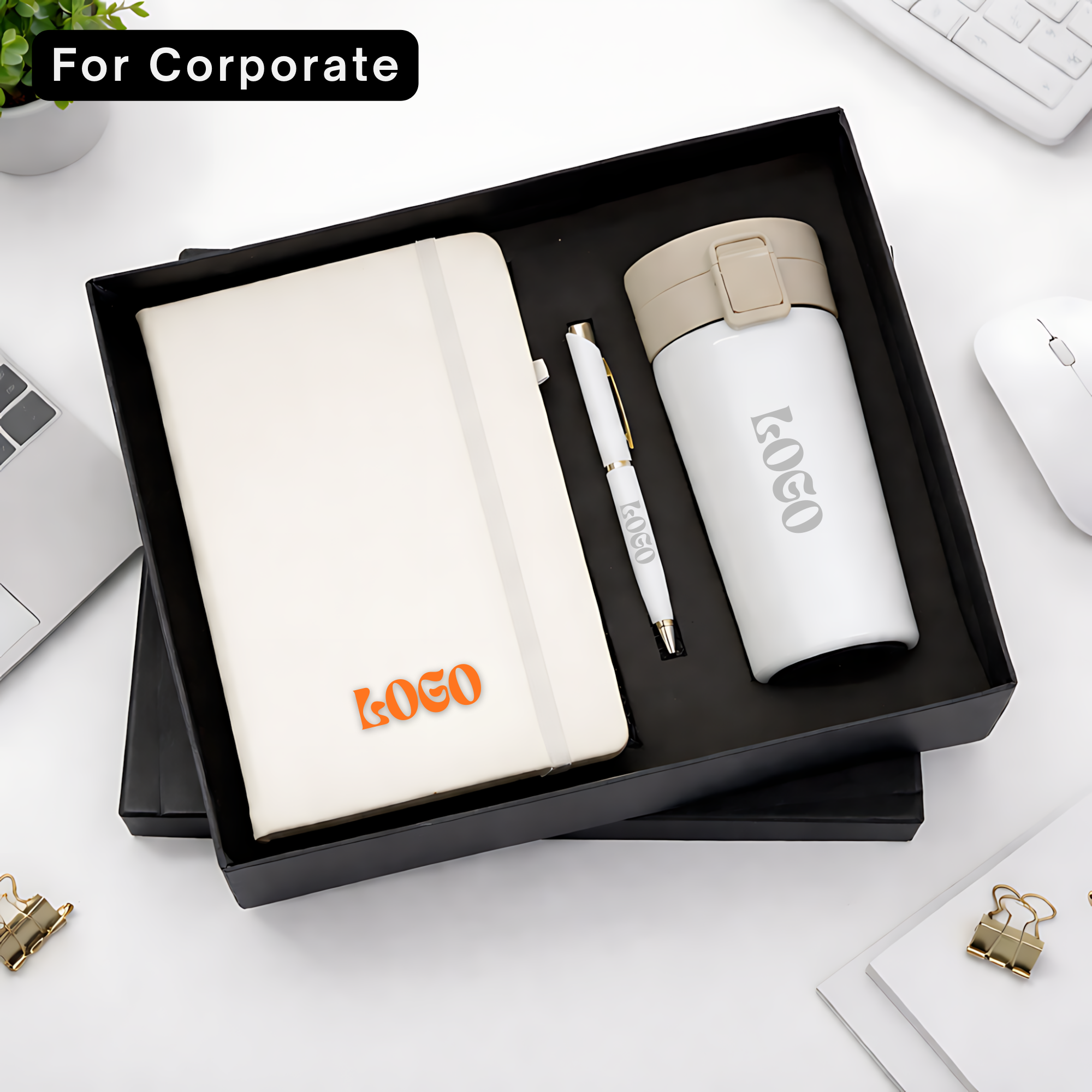 Office Gift Combo with Coffee Mug, Diary & Pen | Customize With Name Logo