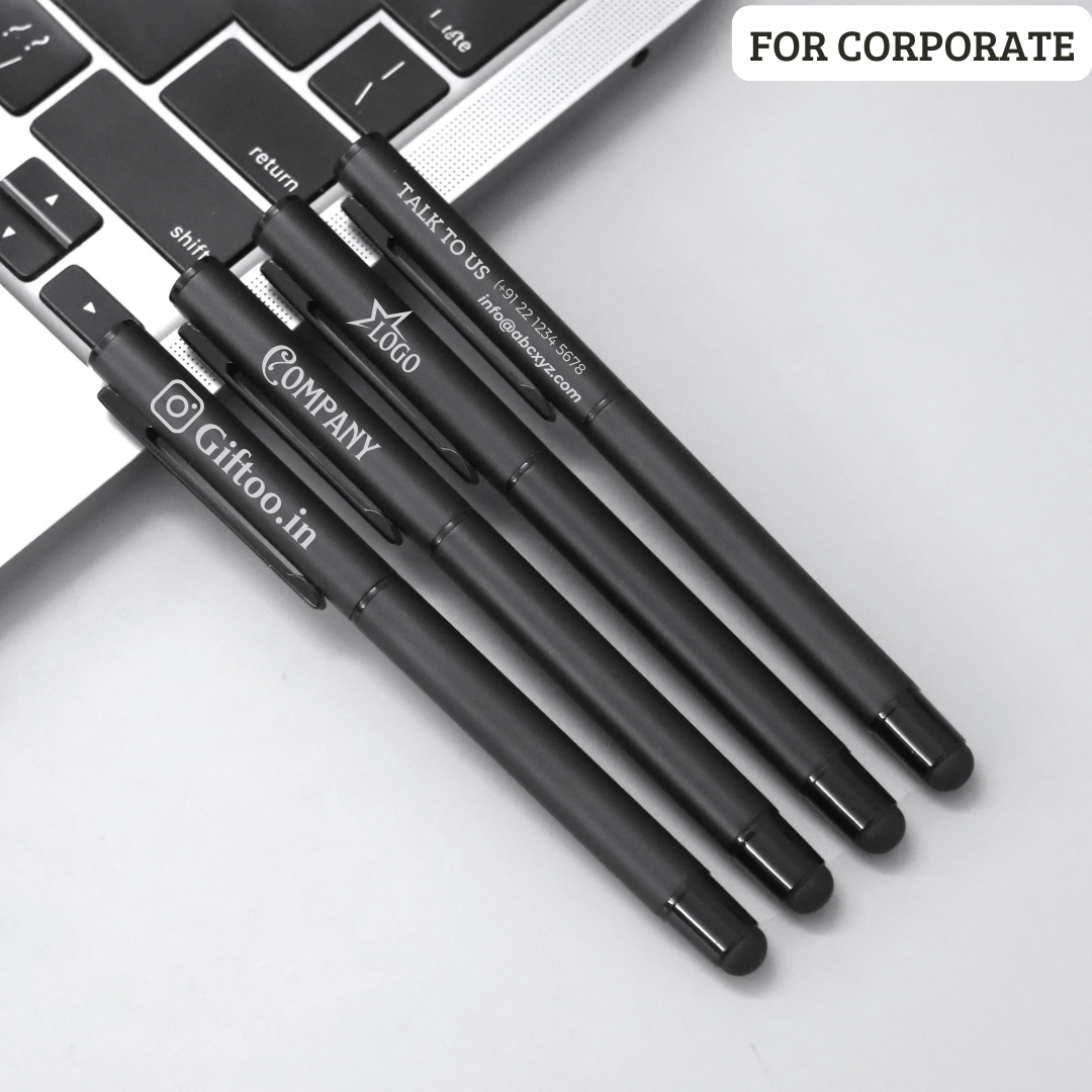 Personalized Sleek Matte Black Pen and Stylus - Corporate, Personal Gift
