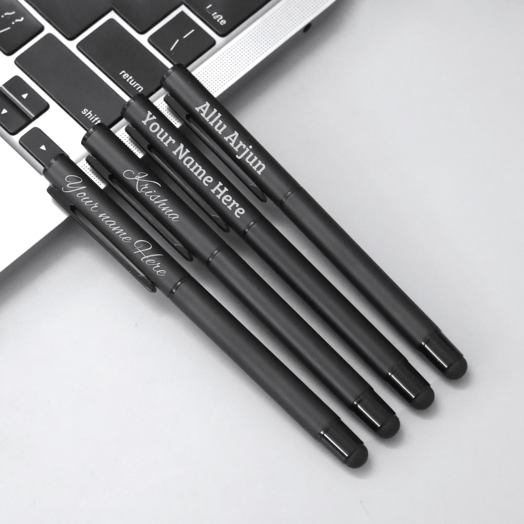 Personalized Sleek Matte Black Pen and Stylus - Corporate, Personal Gift