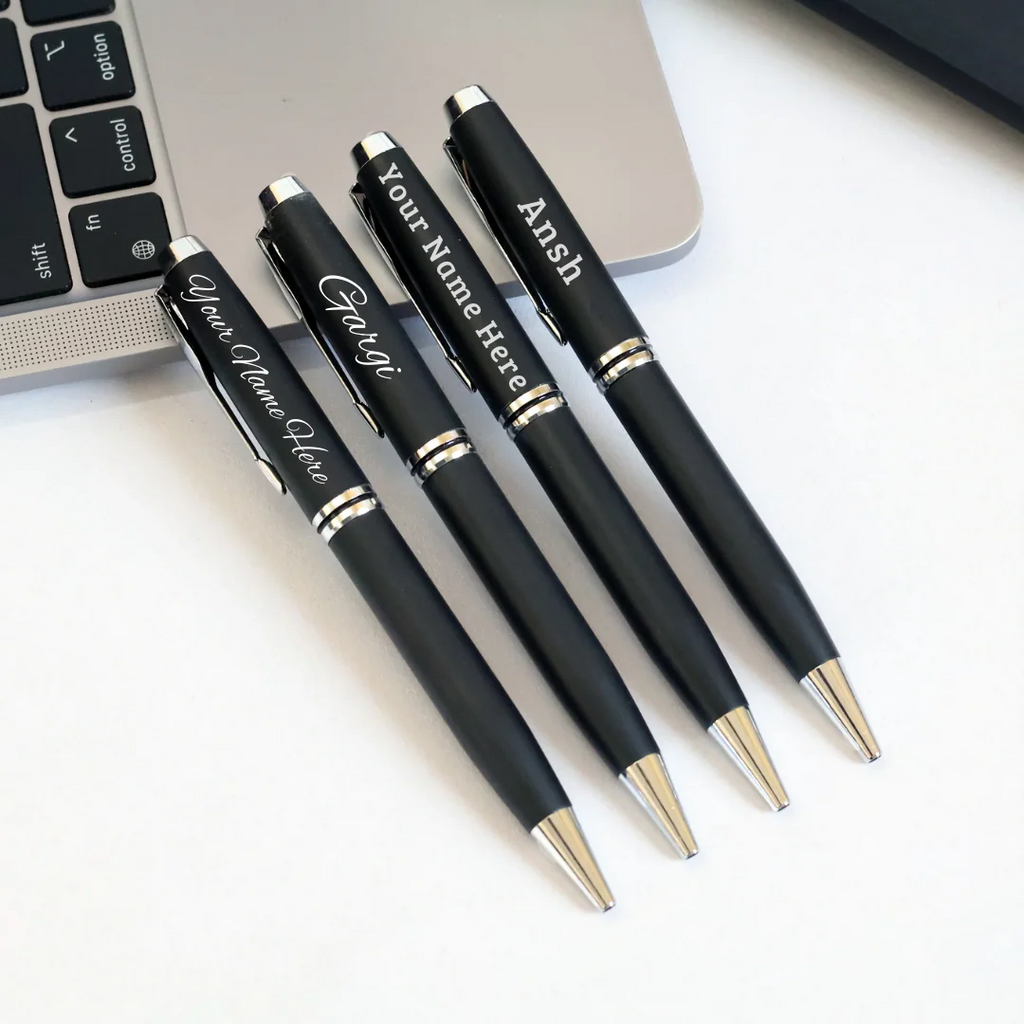 Customised premium metal pen – Silver finish – laser engraved corporate gift