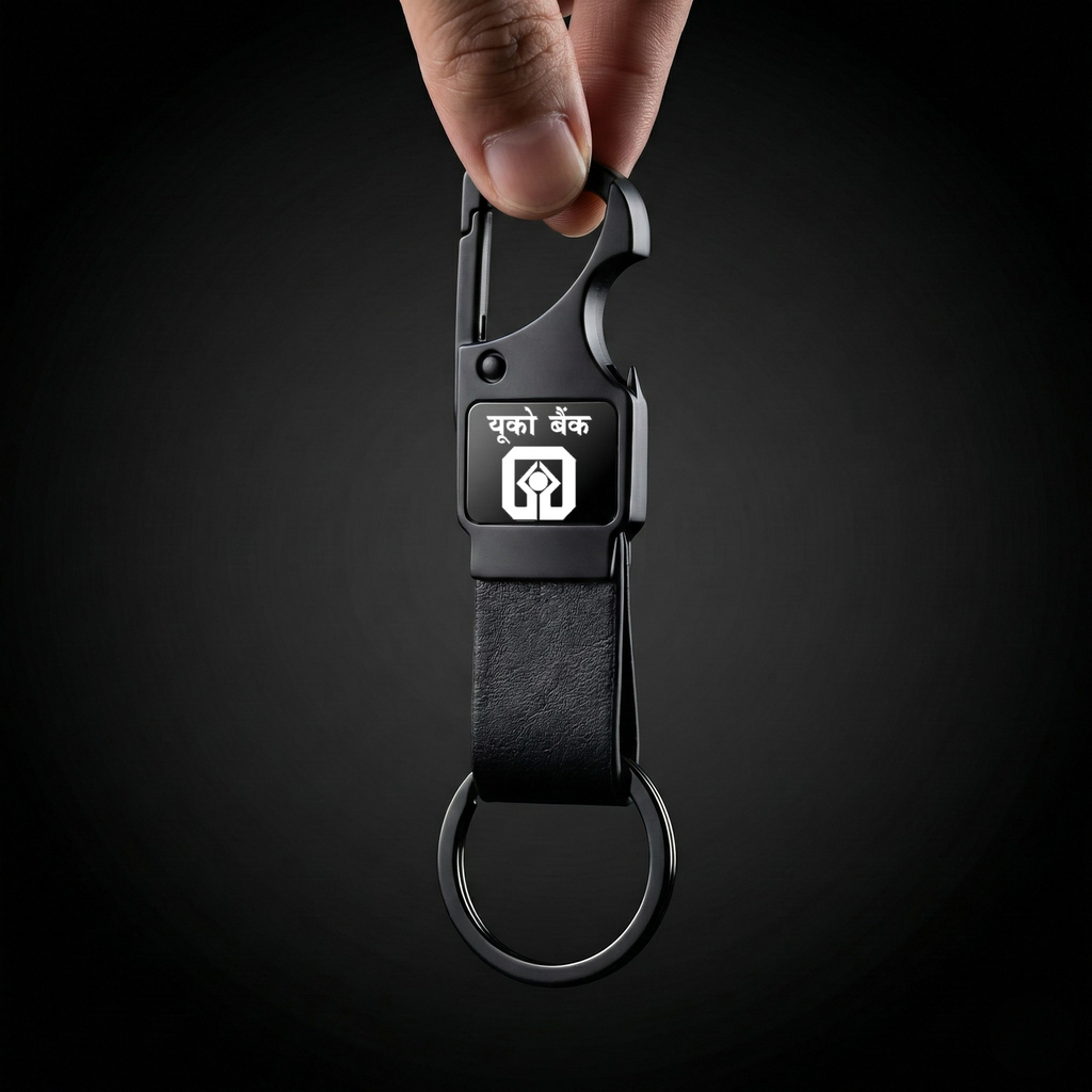 Matte Black Metal Keychain – Custom Branded Corporate Gift