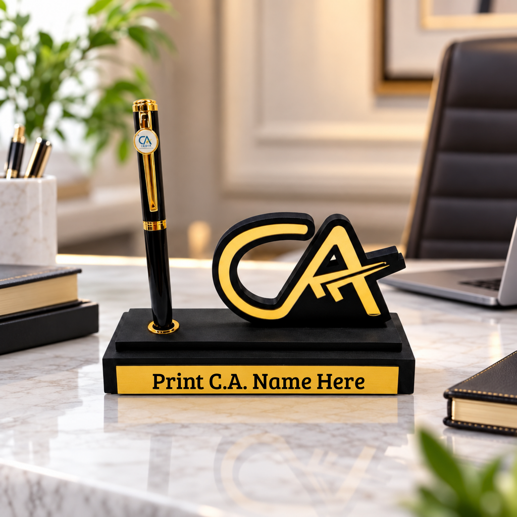Personalized CA Desk Name Plate & Pen Stand