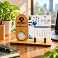Bamboo Capsule-Shaped Clock with Seed Paper Calendar | Sustainable Corporate Gift