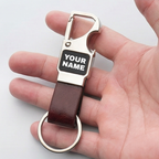 Metal Keychain with Leather Strap & Bottle Opener – Business Gifting