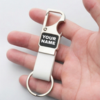 Metal Keychain with Leather Strap & Bottle Opener – Business Gifting