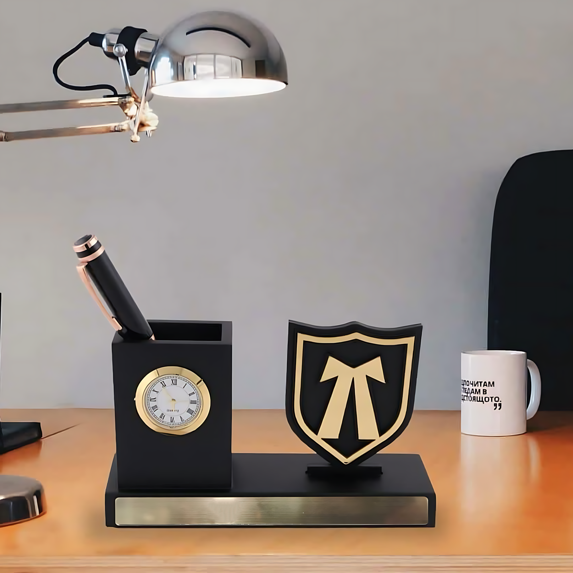 Advocate Desk Organizer with Pen Stand & Clock | Corporate Gift for Lawyers