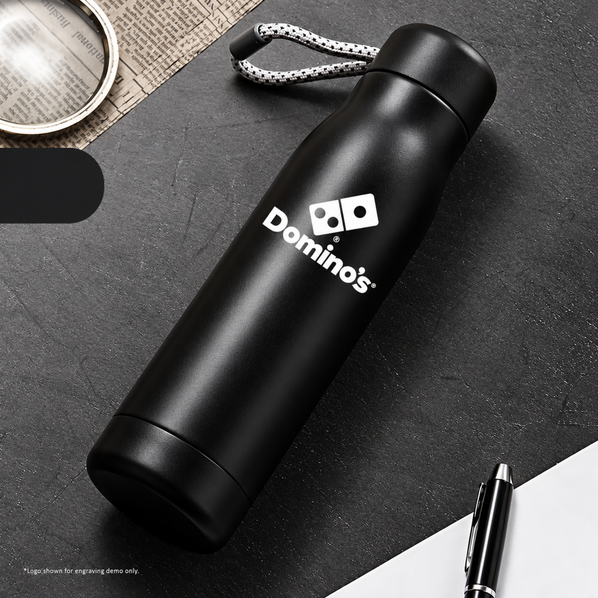 Personalized 550ml Vacuum Flask with Strap – Hot & Cold Client Gifting