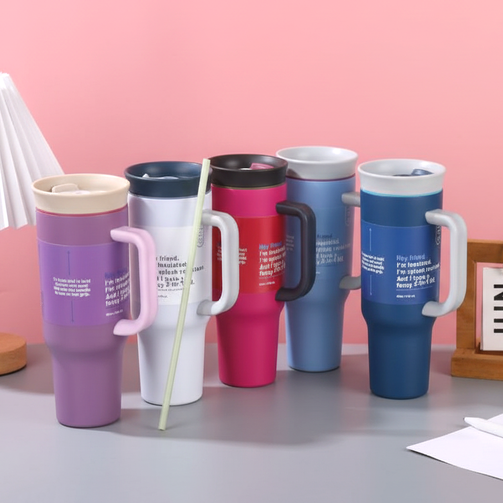 1175ml Insulated Tumbler with Handle & Straw – Big Capacity Hydration