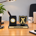Personalized Advocate Desk Organizer with Clock & Pen Stand