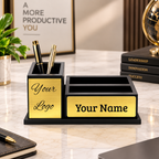 Premium Wooden Desk Organizer with Multi-Compartment Pen & Card Holder