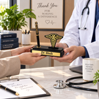 Personalized Doctor Desk Organizer with Caduceus Symbol & Pen Holder