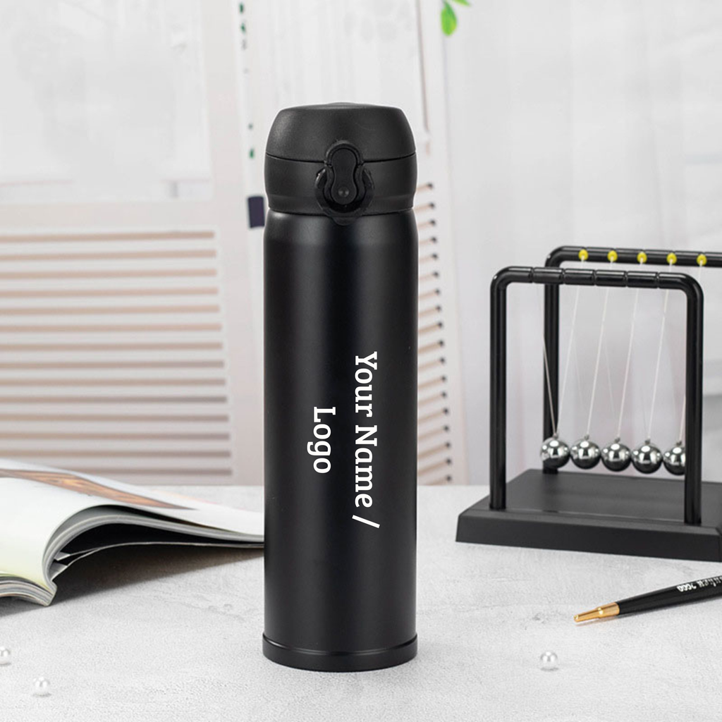 Personalized Black Stainless Steel Insulated Bottle