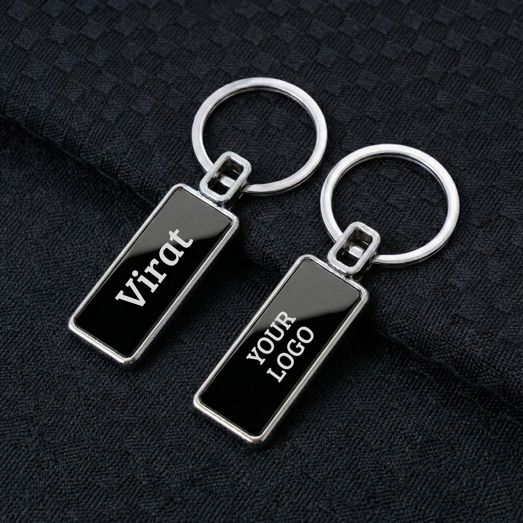 Customizable Rectangular Metal Keychain