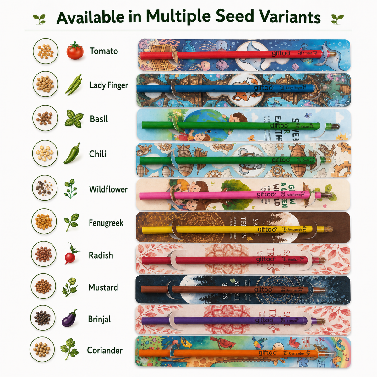 Plantable Seed Pencil | 2B Extra Dark Recycled Paper Eco-Friendly Corporate Gift
