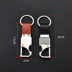 Metal Keychain with Leather Strap & Bottle Opener – Business Gifting