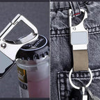 Metal Keychain with Leather Strap & Bottle Opener – Business Gifting