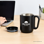 Custom Logo Steel Coffee Mug with Handle & Lid – Corporate Gifts for Employees