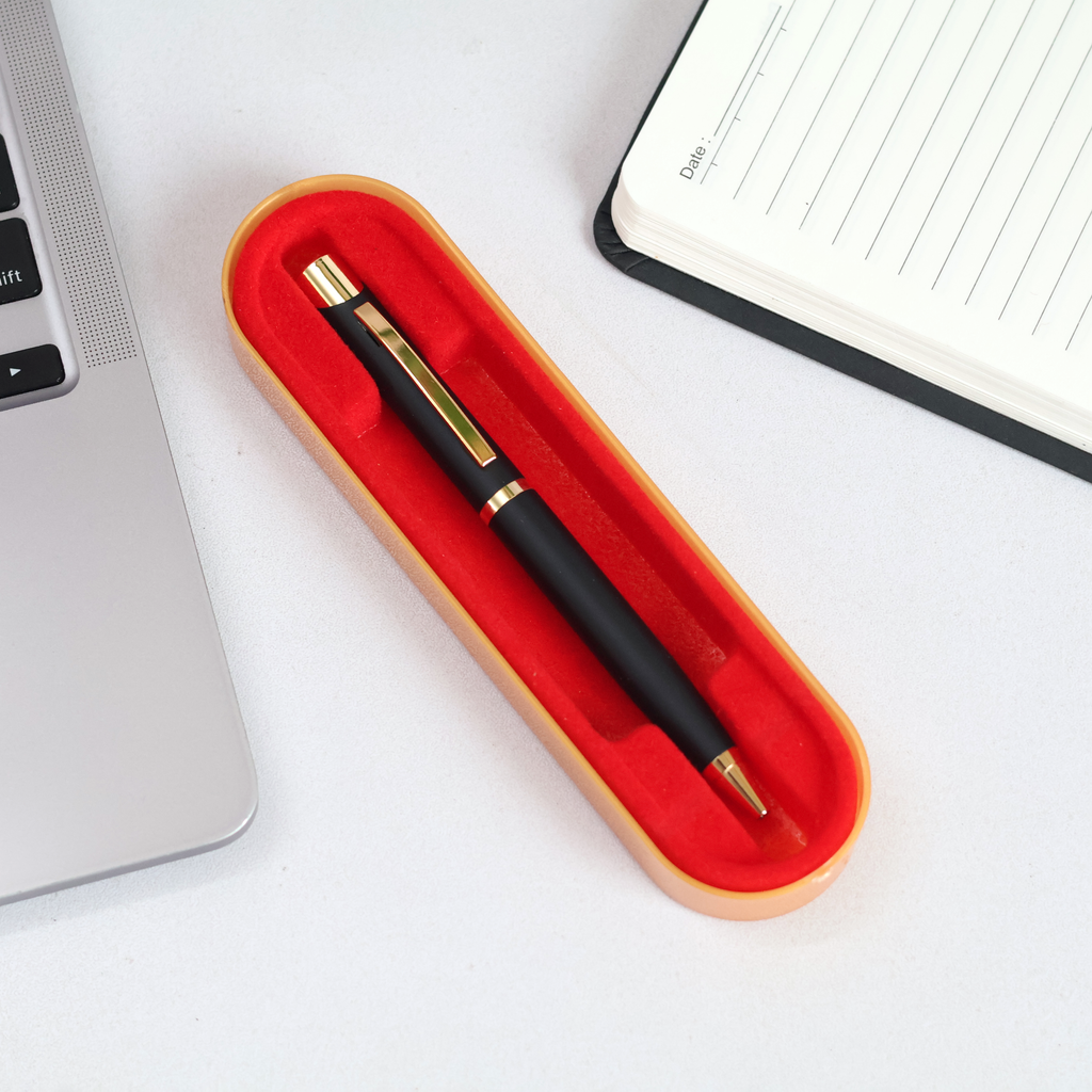 Glossy Black & Gold Personalised Pen | Engraved Name - Logo Corporate Gift
