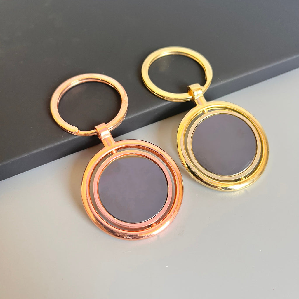 Dual Tone Rotating Metal Keychain – Personalized Engraving