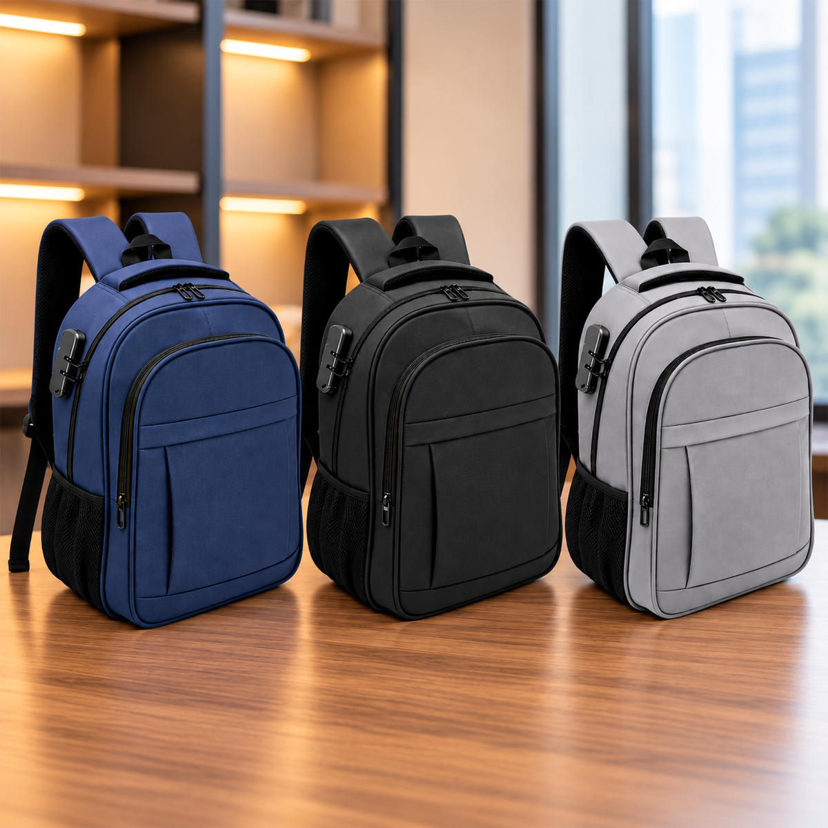 Office Backpack with Laptop Compartment, USB Charging Port & Anti-Theft Lock
