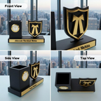 Personalized Advocate Desk Organizer with Clock & Pen Stand