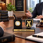 Personalized Advocate Desk Organizer with Clock & Pen Stand
