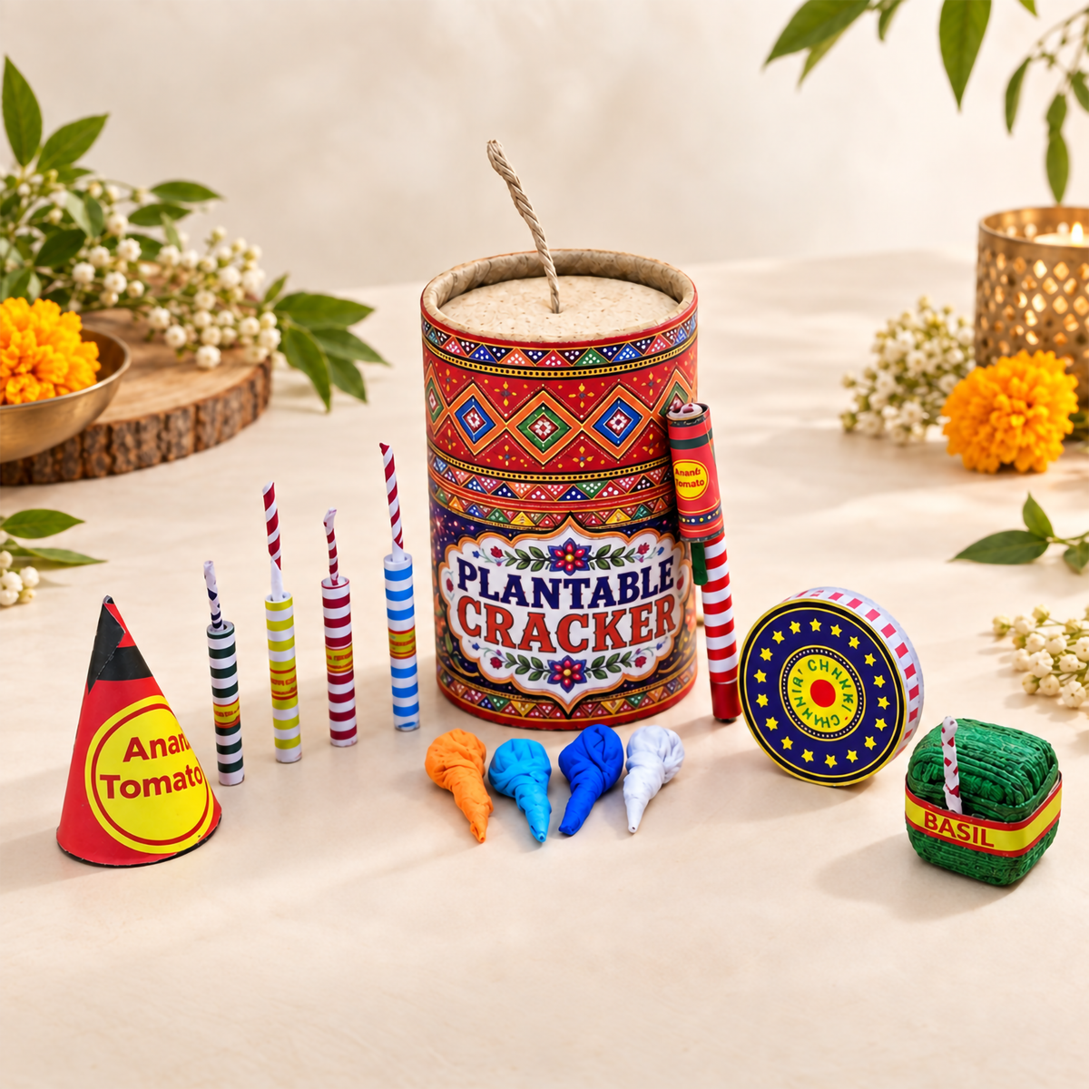 Plantable Eco-Friendly Cracker Gift Set – Sustainable Diwali Seed Bombs