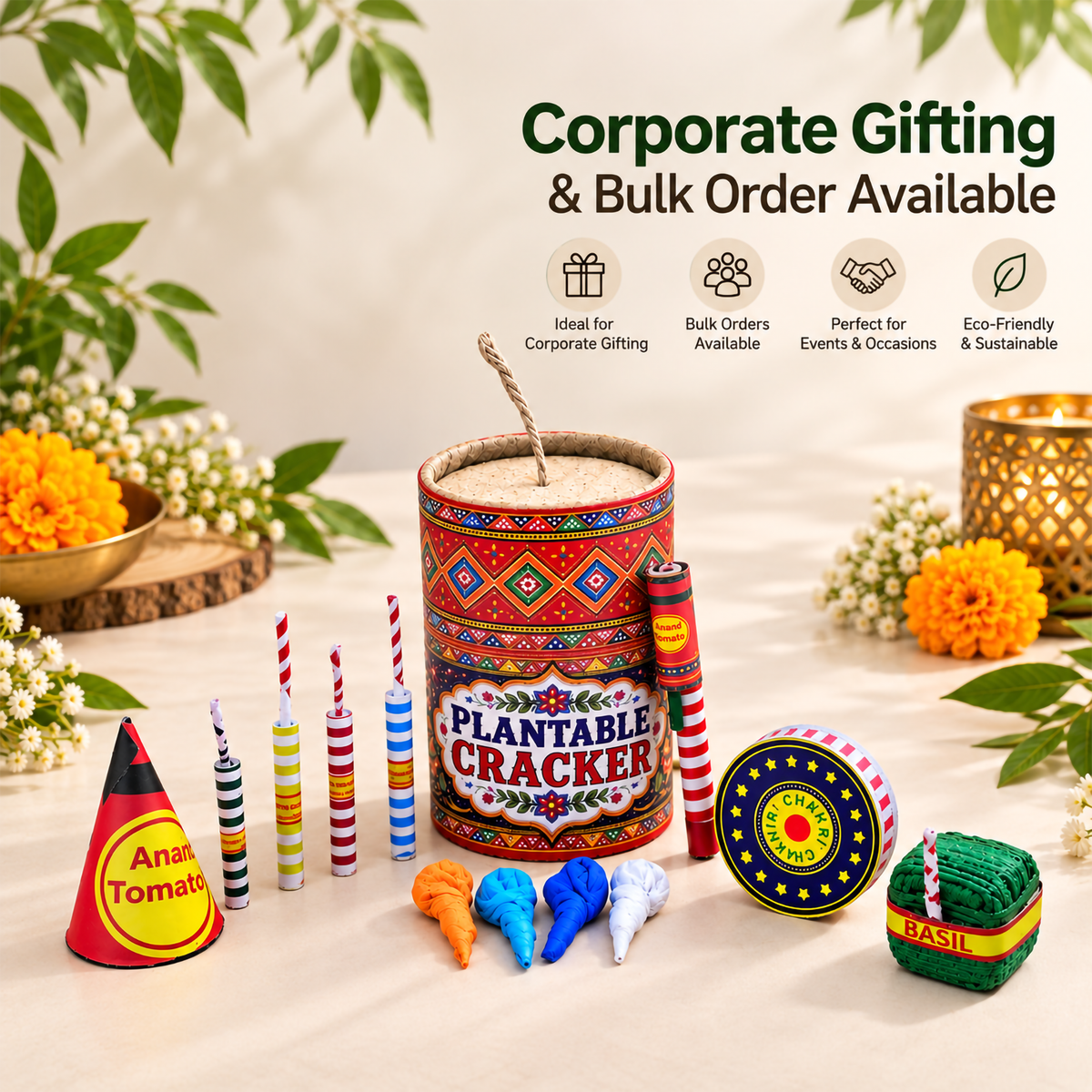 Plantable Eco-Friendly Cracker Gift Set – Sustainable Diwali Seed Bombs