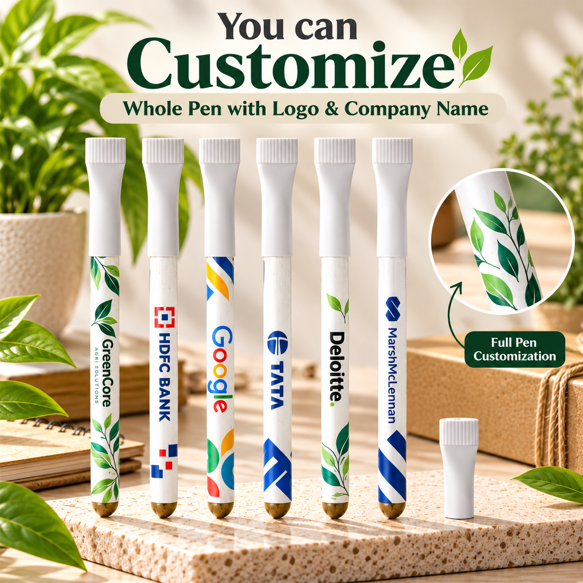 Plantable Pen – Full Customised White Eco-Friendly Writing Pen