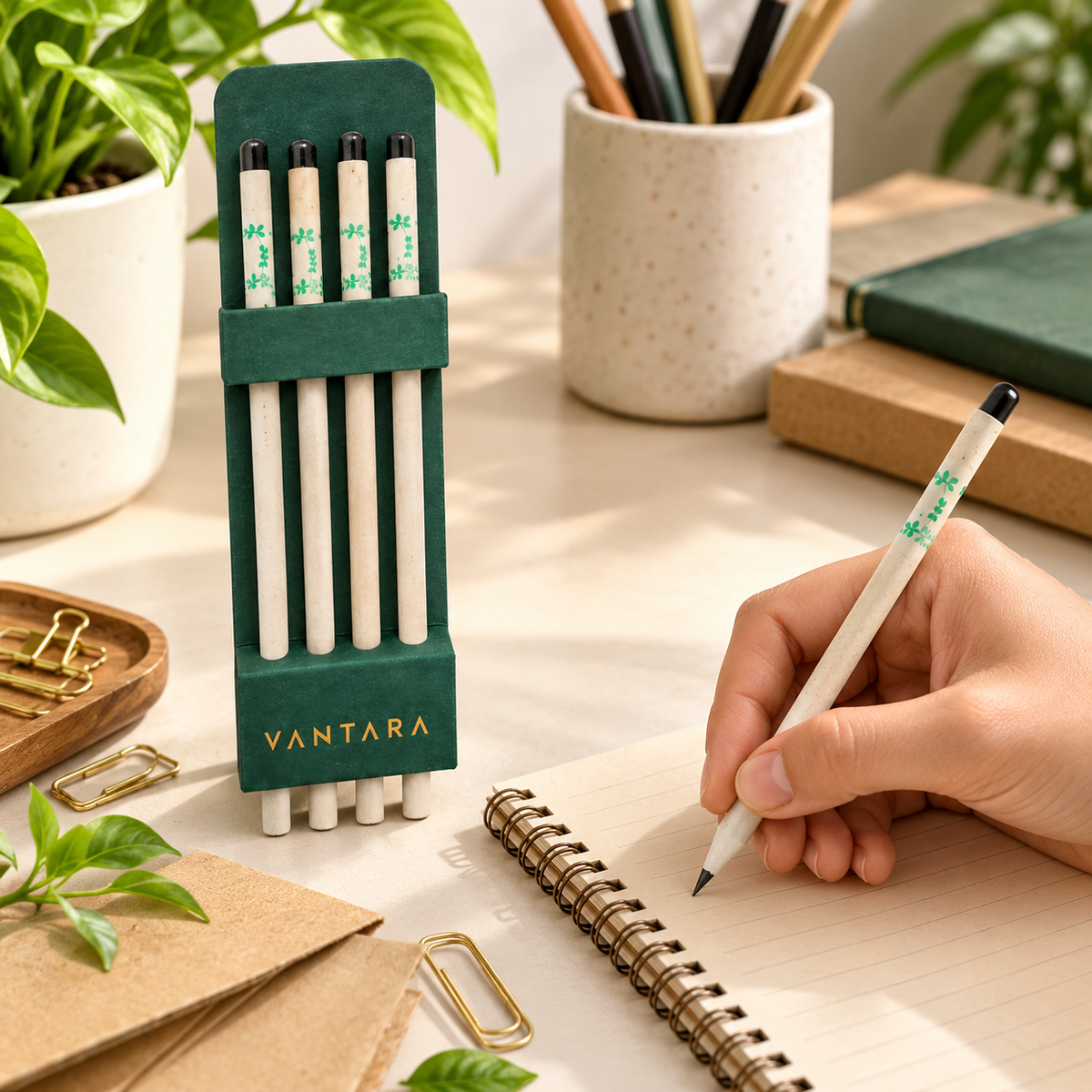 Plantable Pencil Pack of 4 with Plantable Packaging – Eco-Friendly Seed Pencils
