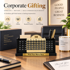 Premium  Wooden Calendar Desk Organizer with Pen & Card Holder