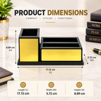 Premium Wooden Desk Organizer with Multi-Compartment Pen & Card Holder