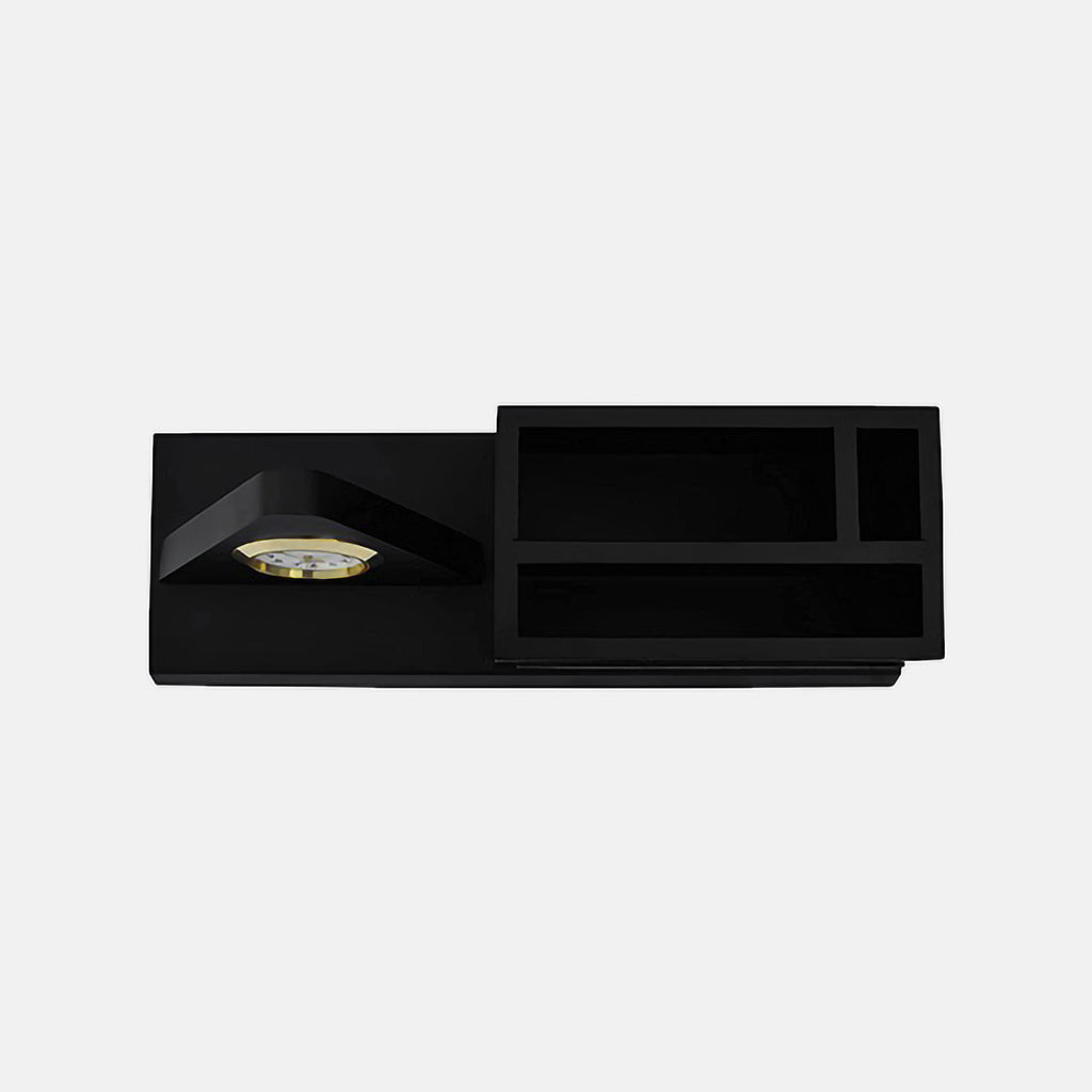 Premium Wooden Desk Organizer with Table Clock & Pen Holder