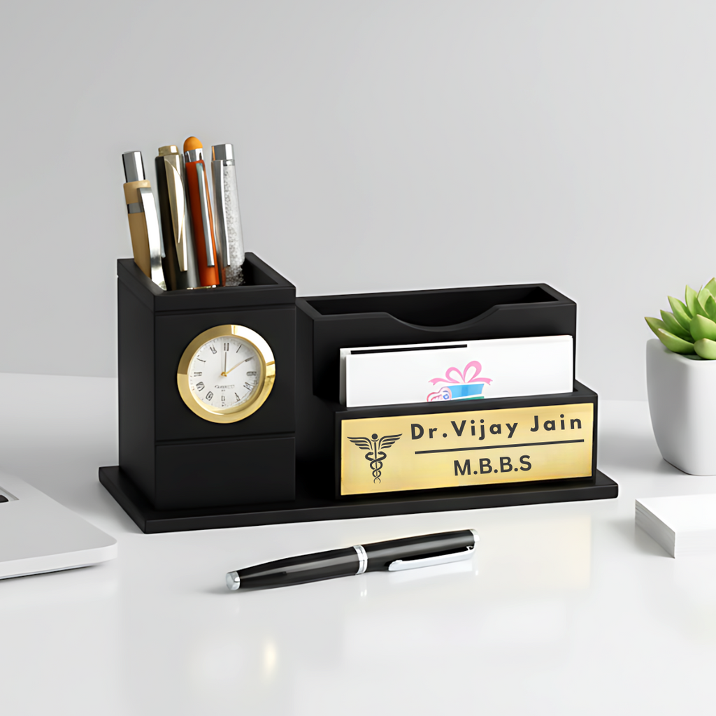 Personalized: Multi-Function Wooden Desk Organizer