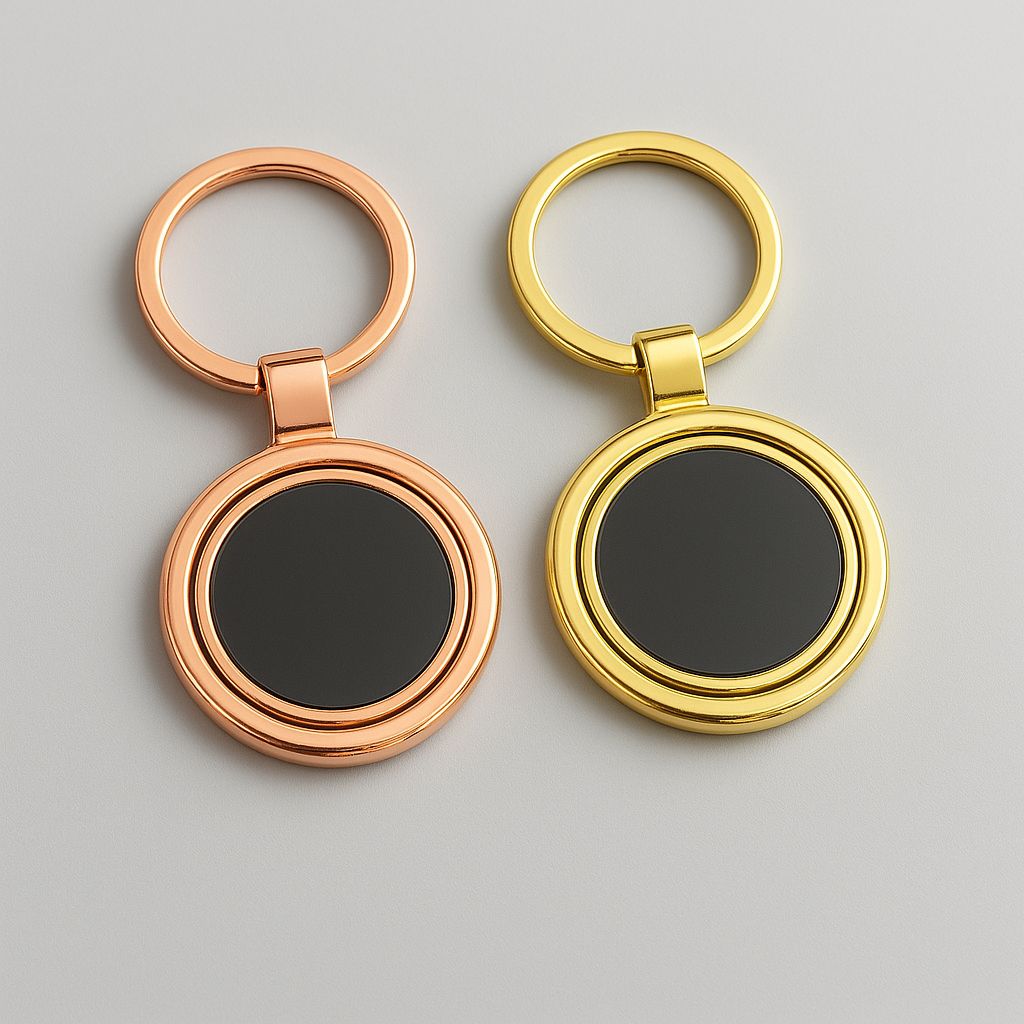 Dual Tone Rotating Metal Keychain – Personalized Engraving