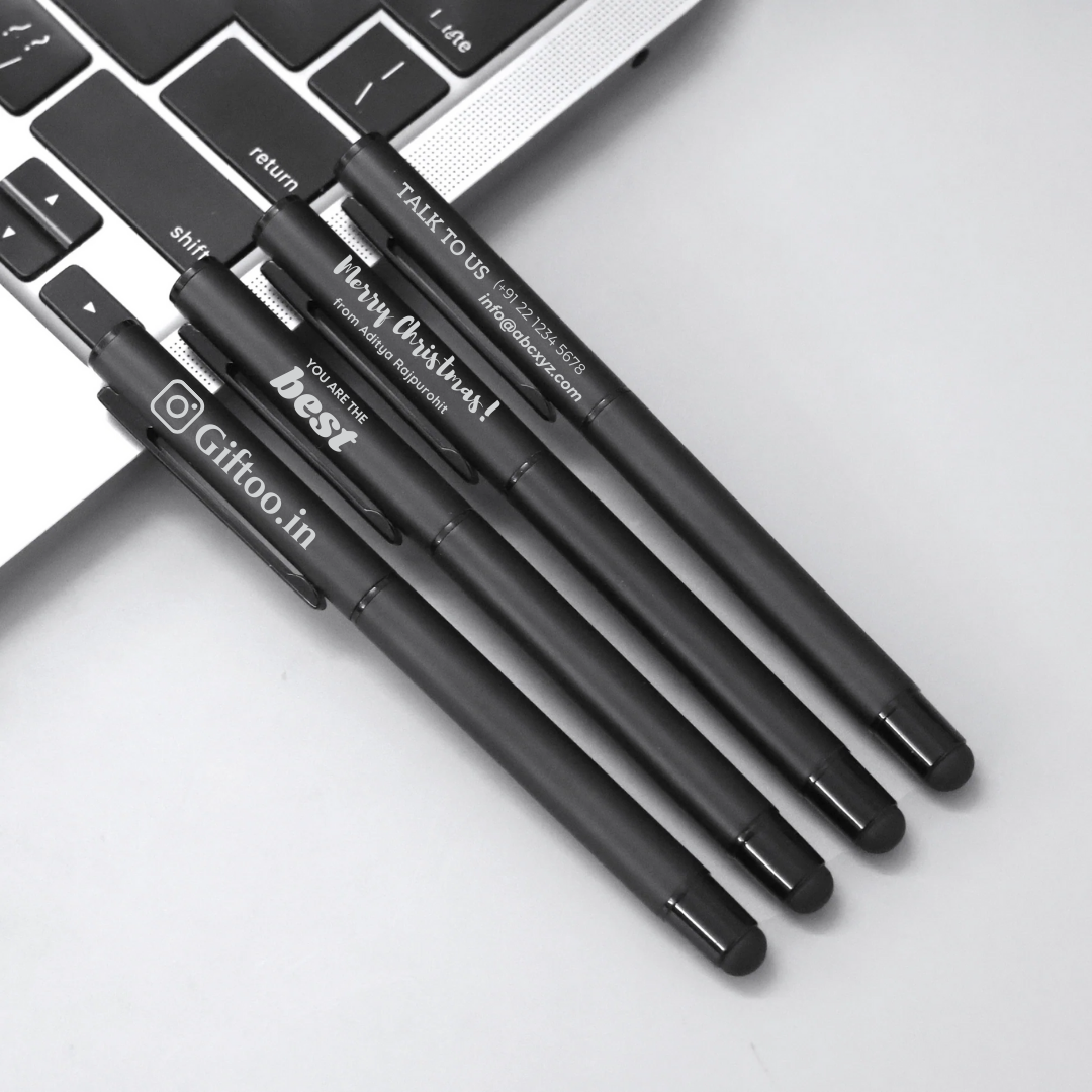 Personalized Sleek Matte Black Pen and Stylus - Corporate, Personal Gift