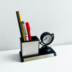 Elite Desk Companion – Personalized Clock Pen Stand