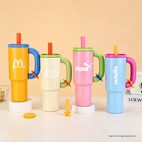 1100ml Colourful Steel Tumbler with Straw – Custom Logo Team Gifting