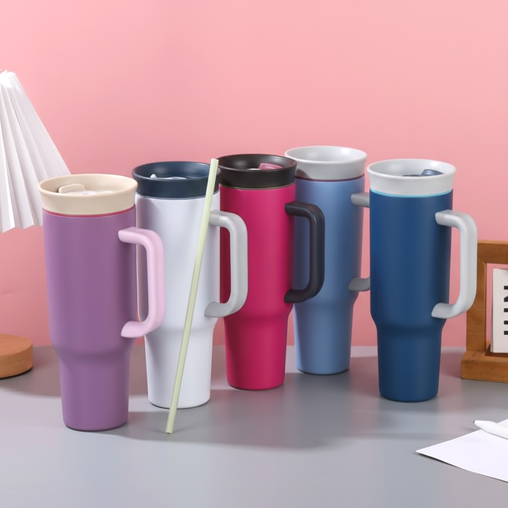 1175ml Insulated Tumbler with Handle & Straw – Big Capacity Hydration