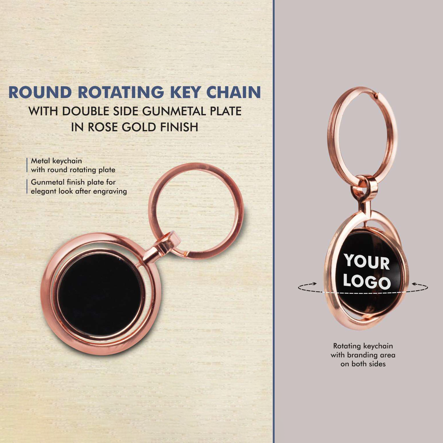 Dual Tone Rotating Metal Keychain – Personalized Engraving